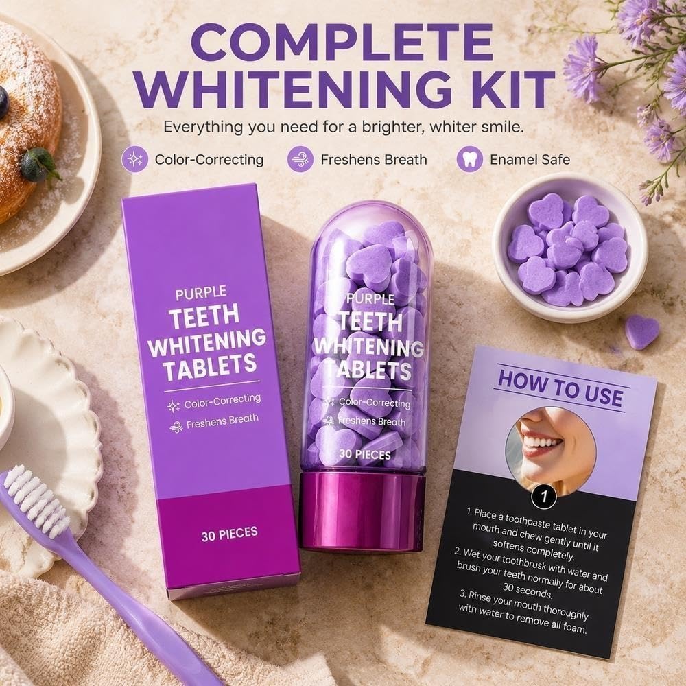 Comprimés De Dentifrice Croquer Forme Cœur Violet, Saveur Menthe