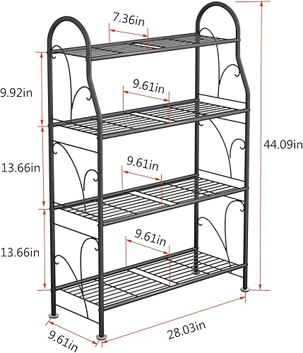 Miniatura 5 de Soportes para plantas de interior de 4 niveles, estante de esquina de metal para exteriores, soporte múltiple de flores para sala de estar, balcón,