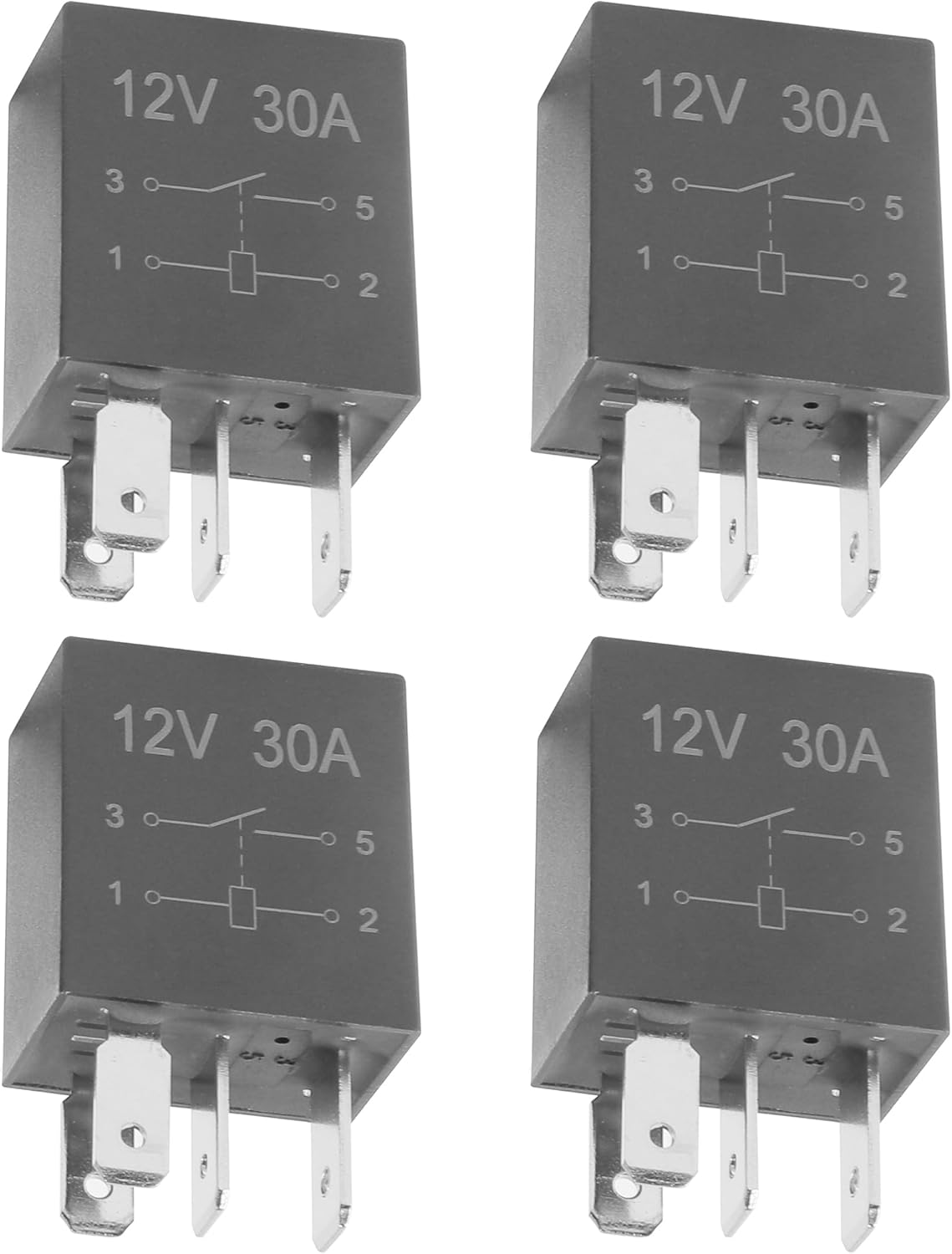 UNLRAE 12V Automotive Relay 4/5 Pin Waterproof Heavy Duty 4PCS - Stable Car Switch for Taillights, Fans & Engine