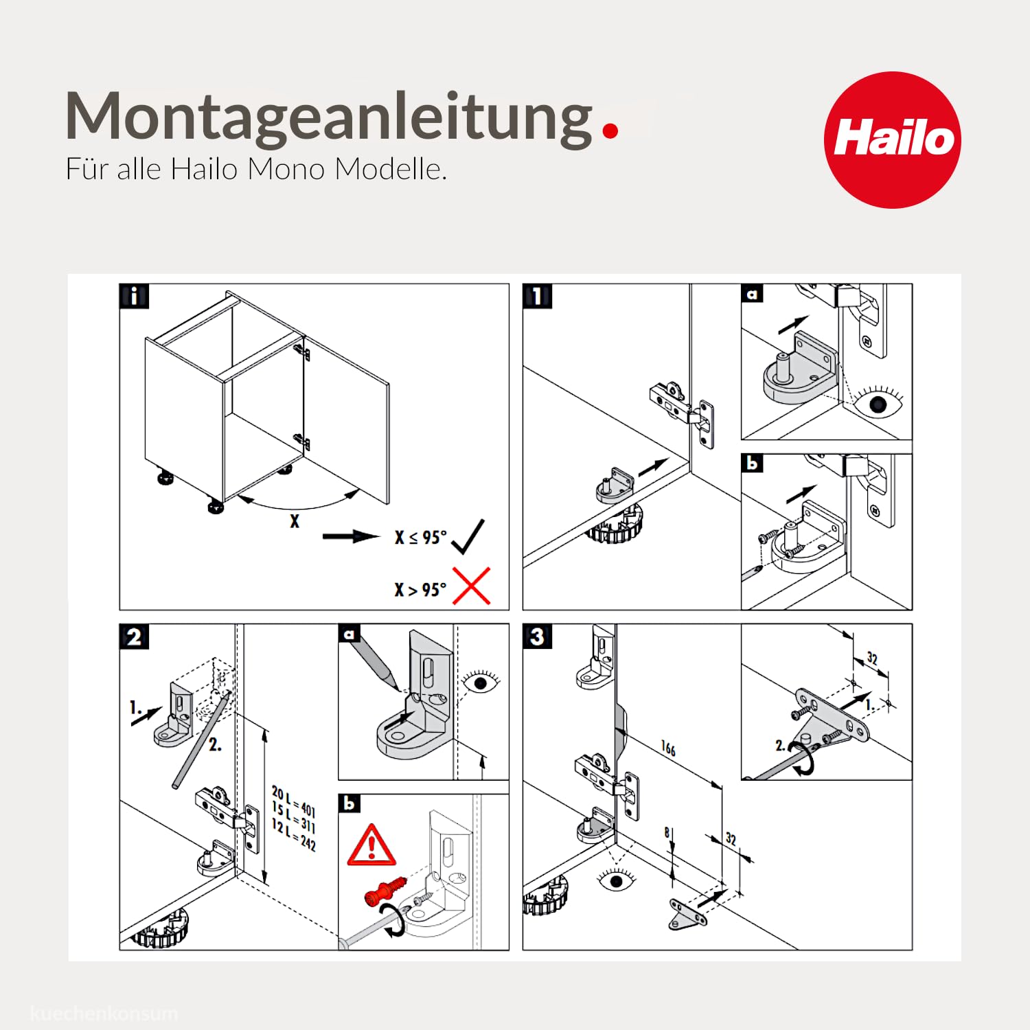 Hailo Abfallsammler 3512031 | Mono Schwenkeimer 12 Liter mit Schwenkautomatik | Einbau ab 40 cm Unterschrank mit Drehtür | Küchenabfallsammler | Kunststoff Schwarz | Mülleimer für Unterschrank