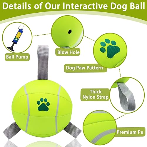 Miniatura 3 de Pelota de perro de 6 pulgadas, 1 paquete de pelotas de tenis interactivas para perros para tira y afloja y juego acuático, pelotas de pastoreo para