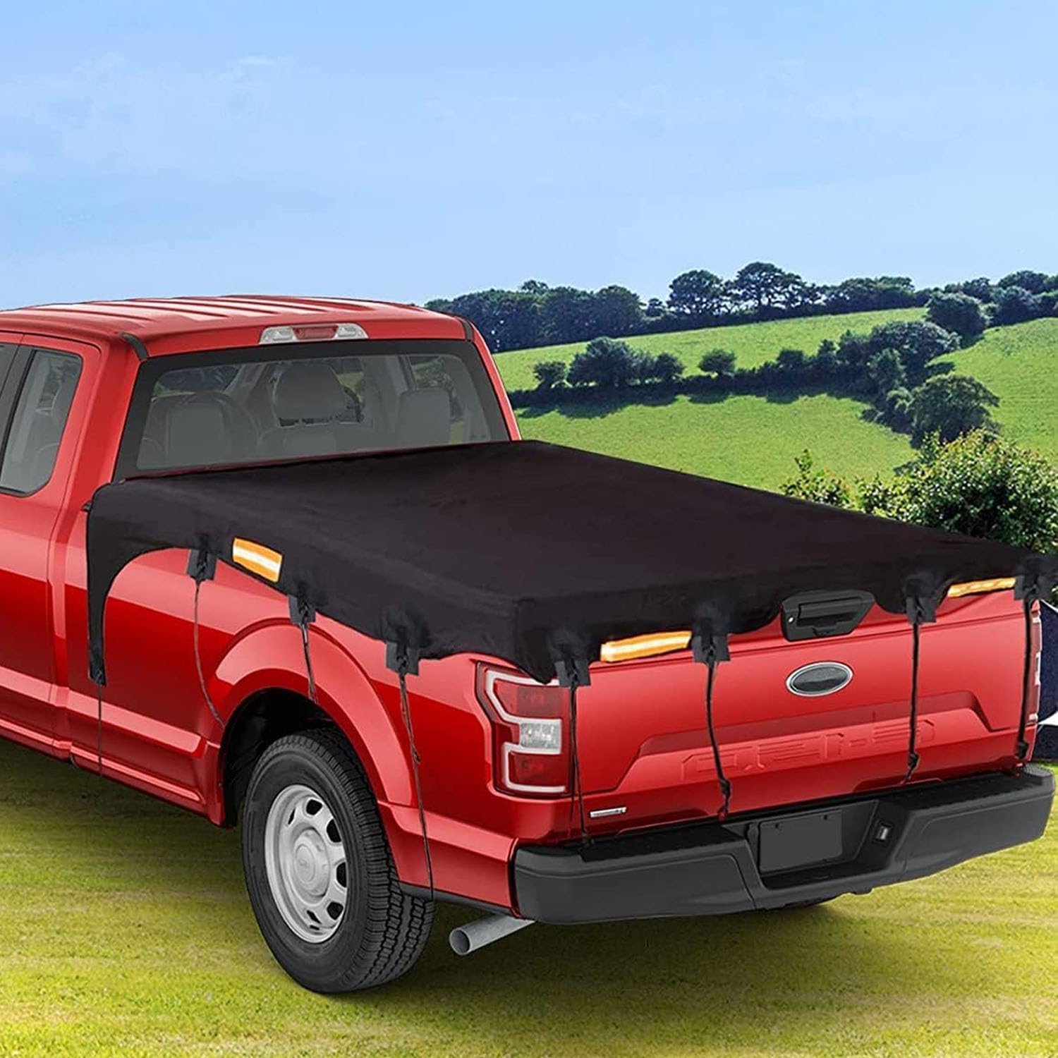 Couverture de lit de Camionnette pour Ford Ranger supercab 2011-2024,Bâche de Caisse de Camion avec Sangles élastiques Couverture de bâche de lit de Camion Intempéries,A L177*w185