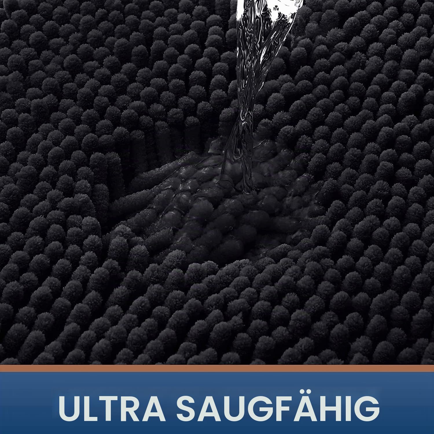 Homaxy Hochflor Chenille Weiche Badezimmerteppich - 60 x 120 cm, Schwarz