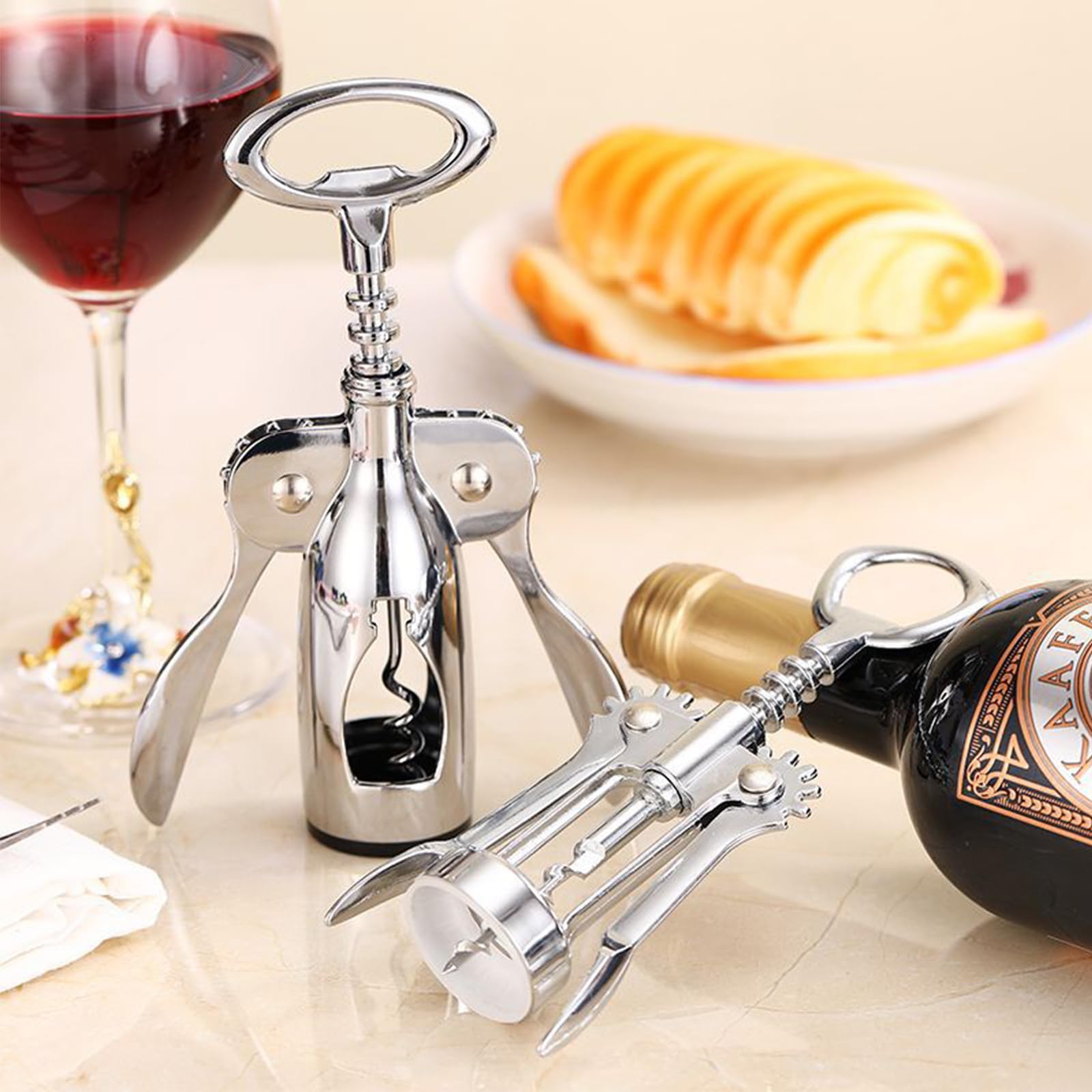 Fine jade2 Tire-bouchon de vin de qualité supérieure avec ailes - Ouvre-bouteille multifonction avec bouchon et bec verseur pour tous les bouchons en liège et bouteilles de bière Fine jade2 Tire-bouchon de vin de qualité supérieure avec ailes - Ouvre-bouteille multifonction avec bouchon et bec verseur pour tous les bouchons en liège et bouteilles de bière