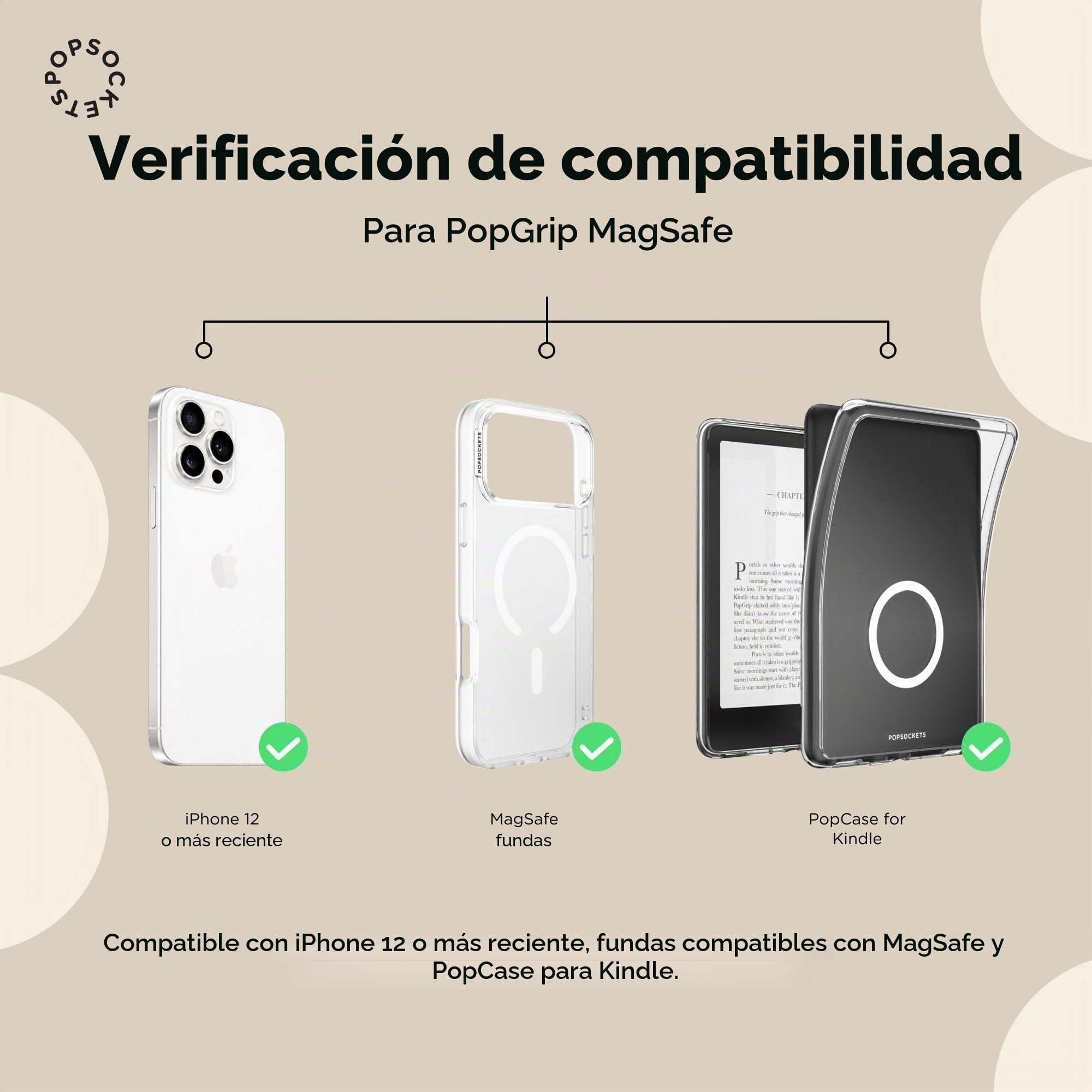 PopSockets: PopGrip para MagSafe - Soporte y Agarre para Teléfonos Móviles y Carcasas con un Top Intercambiable - Anillo Adaptador para MagSafe Incluido - Black