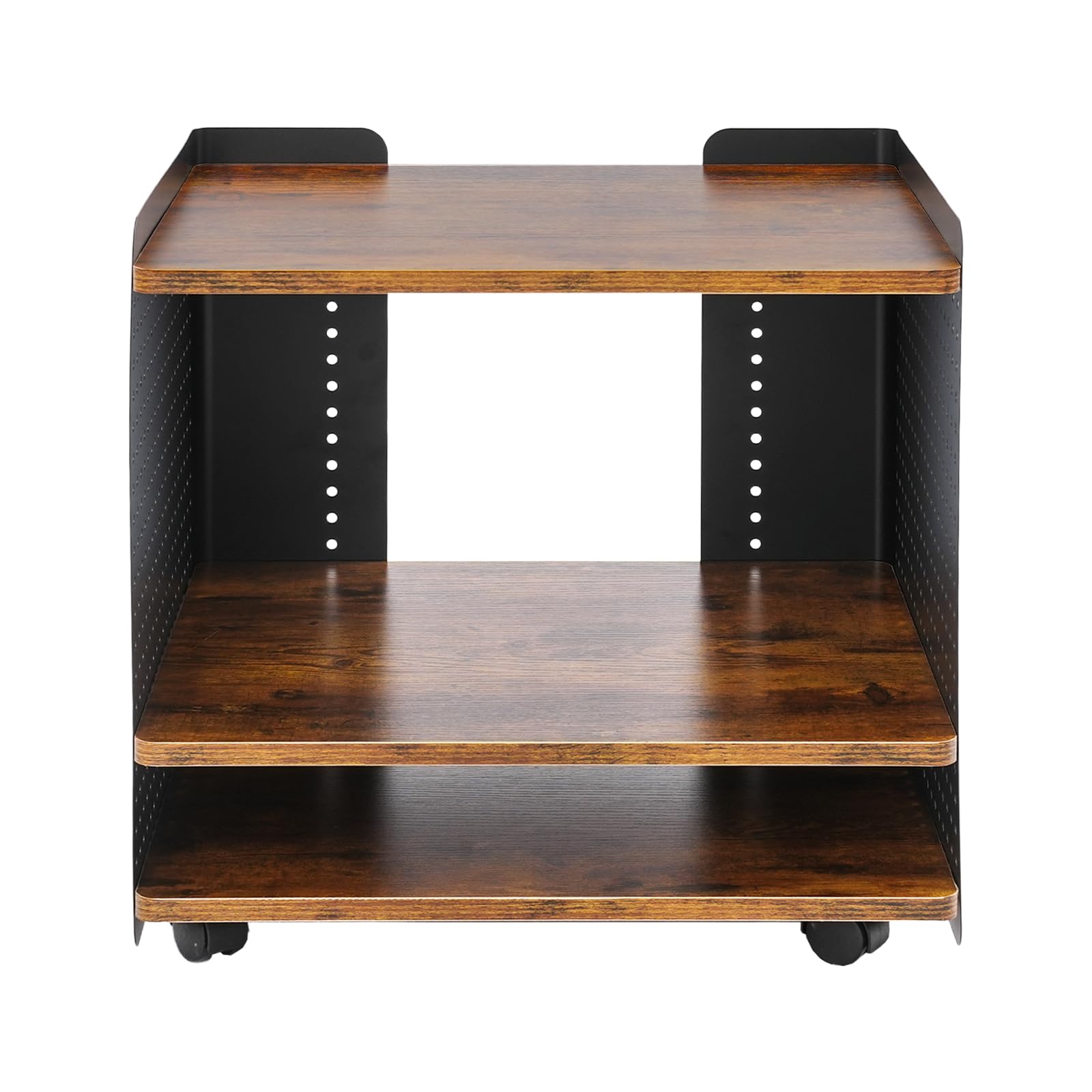 Mesa de impresora, 50 x 39 x 40 cm, soporte para impresora de 3 niveles, soporte para impresora móvil con organizador, estantería, archivador para oficina en casa (negro, marrón)