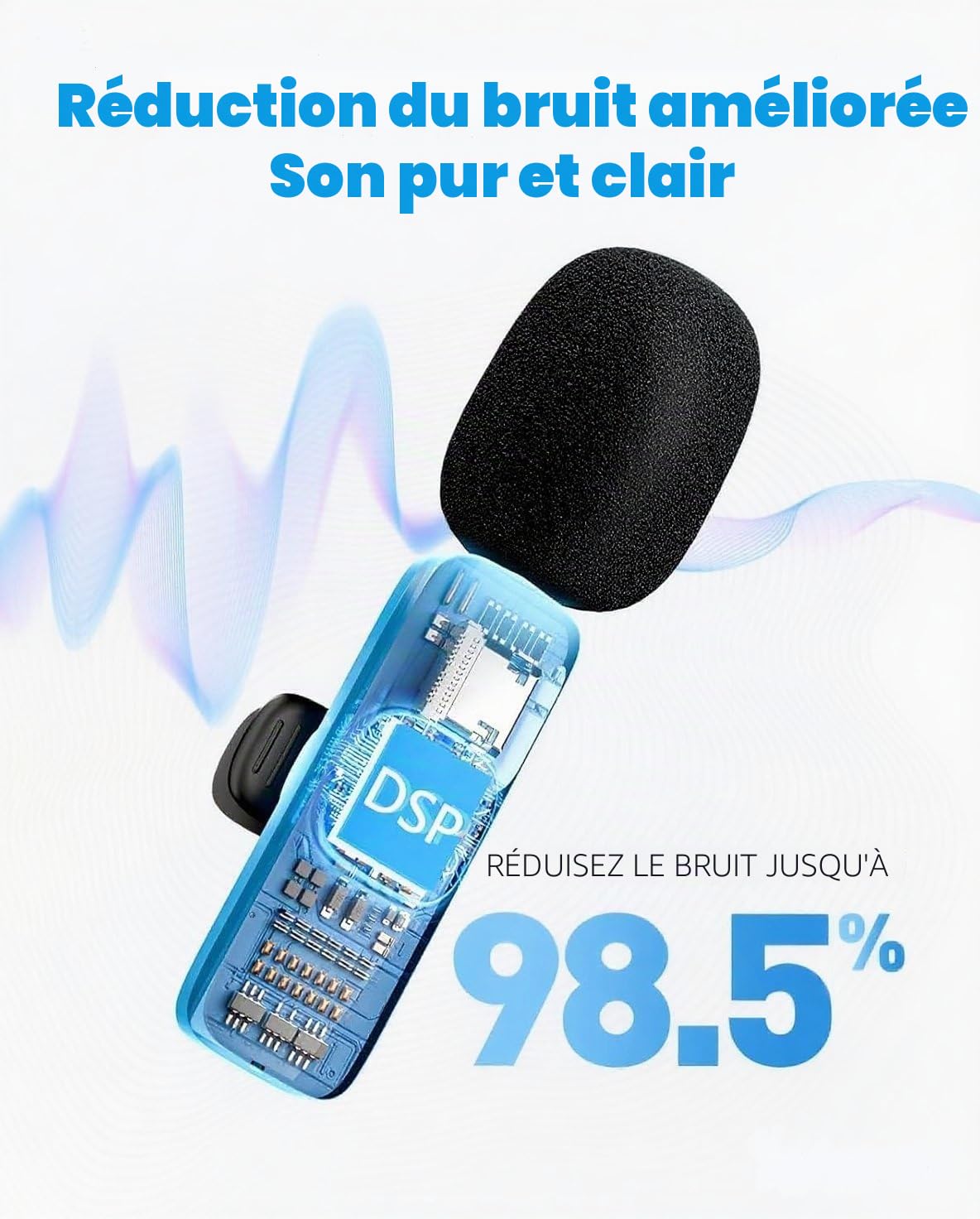 Micro Cravate sans Fil pour iOS/Android, Plug & Play, Réduction Intelligente du Bruit, Enregistrement Vidéo/Vlog/Podcast, 2 Mics, sans Application, USB-C & iOS Compatible (Beige)