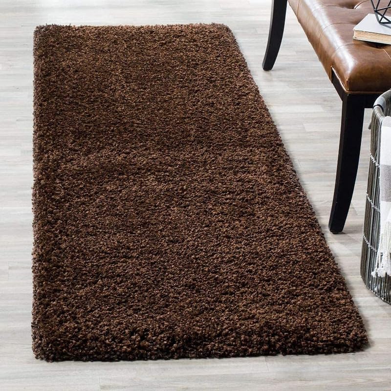 Image of Super Ultra Soft Shaggy Handcrafted Anti-Skid Silk Touch Rectangular Carpet. Size (2X3 Feet Brown)