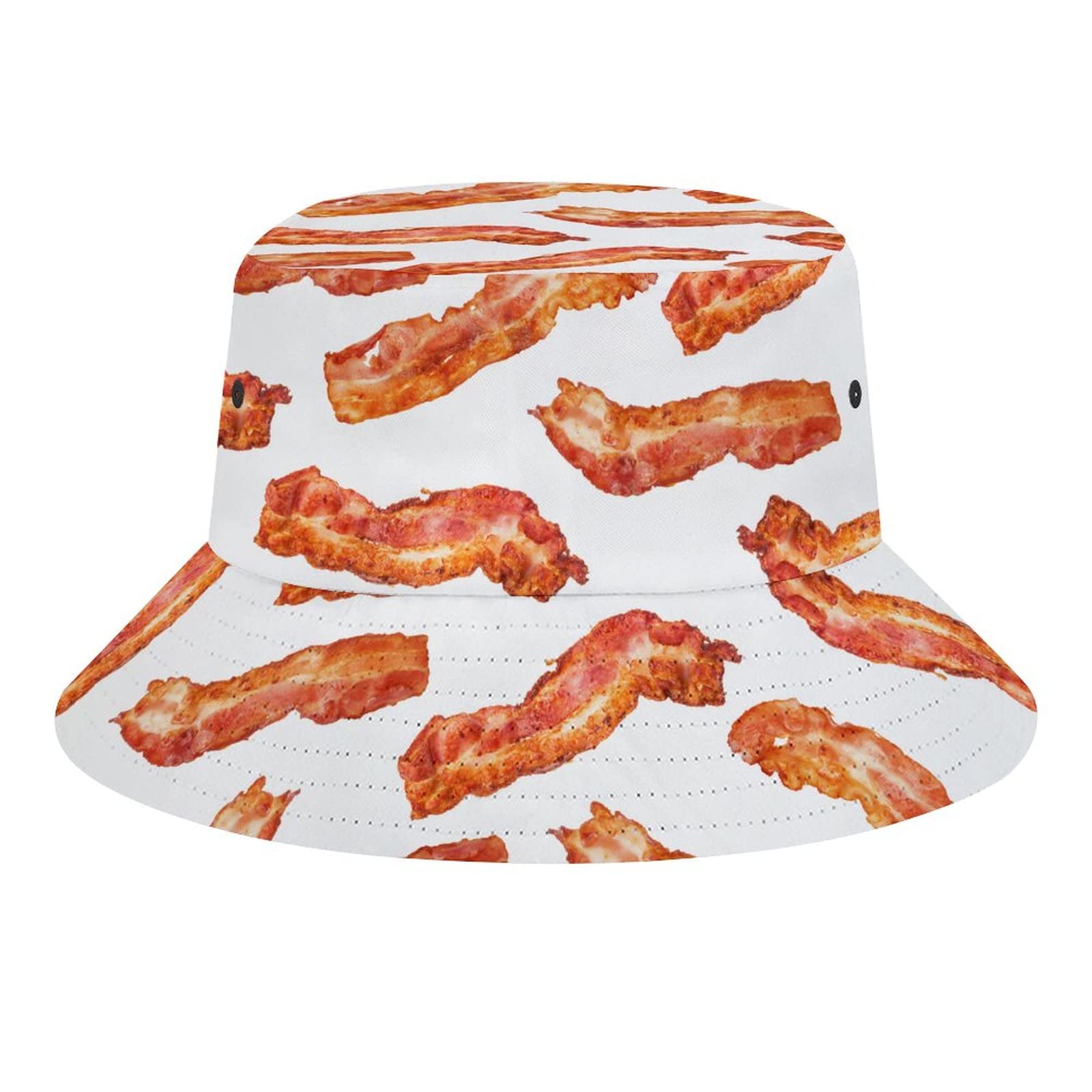 Bacon Bucket Hat for Women Men Unisex Cotton Wide Brim Sun Hat Outdoor Summer Travel Hiking Beach Cap
