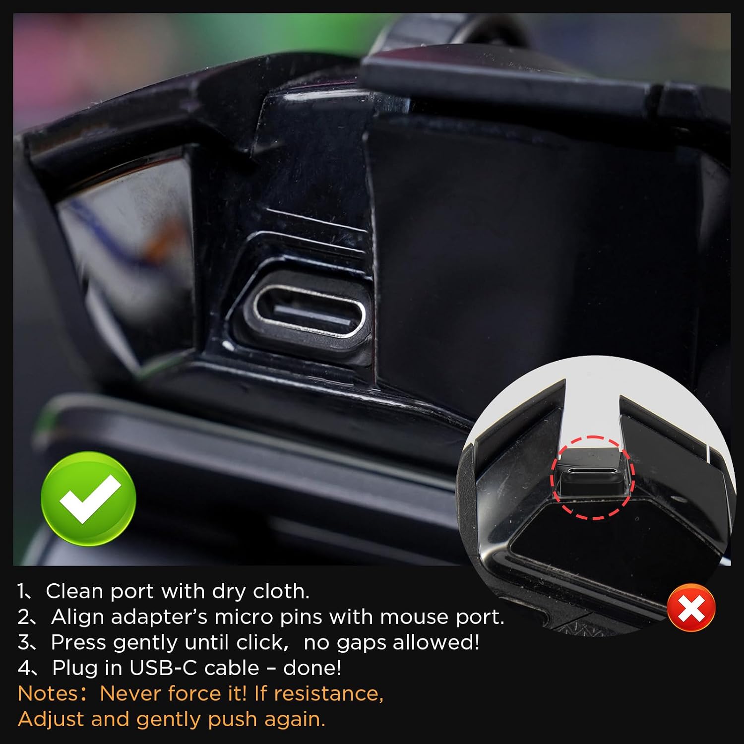USB-C Adapter Compatible with Logitech G502 Wireless Gaming Mouse,Micro USB to Type-C Converter | Model-Specific Fit | Support Charge & Data Sync | 3-Second Install | 10K+ Durability