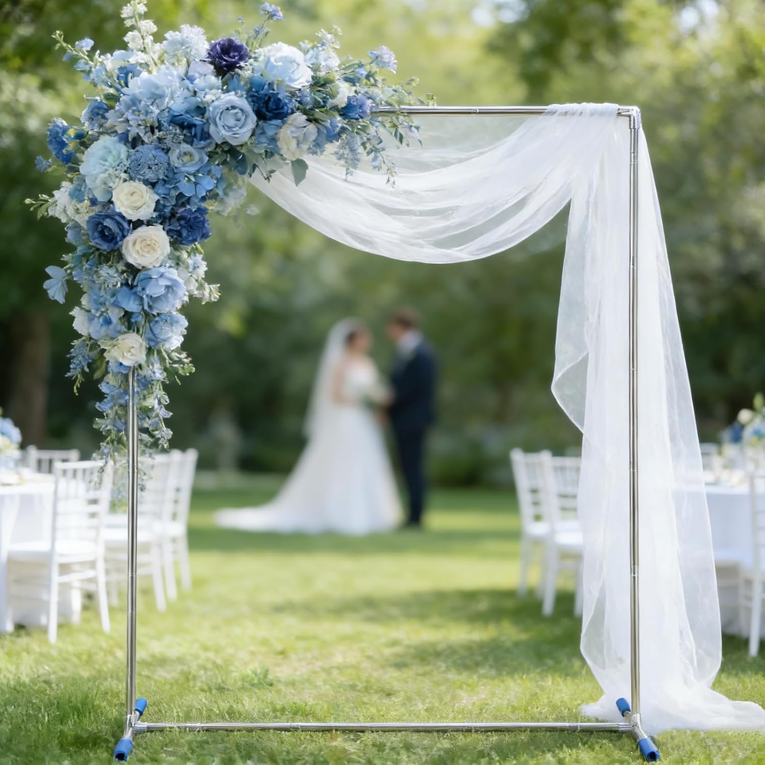 Wedding Arch Backdrop Stand, Heavy Duty 7x6 FT Balloon Arch Stand with Base, Stainless Steel Rust-Proof Metal Flower Arch for Ceremony Garden Party Baby Shower Birthday Decor