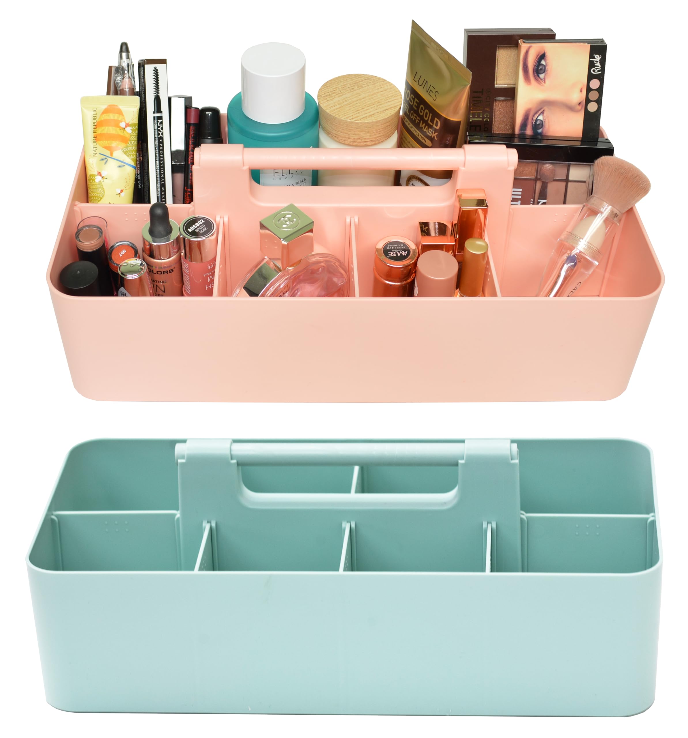 Enjoy Organizer Portable Caddy Organizer -2 Stackable Plastic Caddy with Handle | Desk, Makeup, Dorm Caddy, Classroom Art Organizers (Made In Usa) (