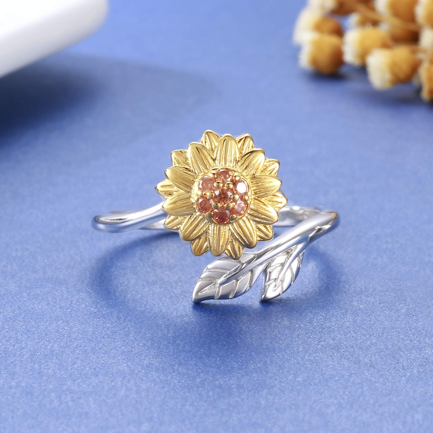Anillo de cremación de girasol para cenizas, plata de ley 925, ajustable, urna de cremación, joyería con texto en inglés "You Are My Sunshine", medallón conmemorativo para madre, hija, esposa, mujer