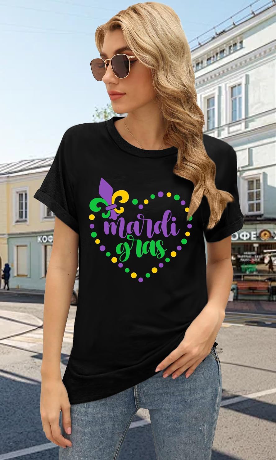 Mardi Gras Shirt for Women: Fat Tuesday Tshirts Carnival Heart Tee Shirts - Image 3