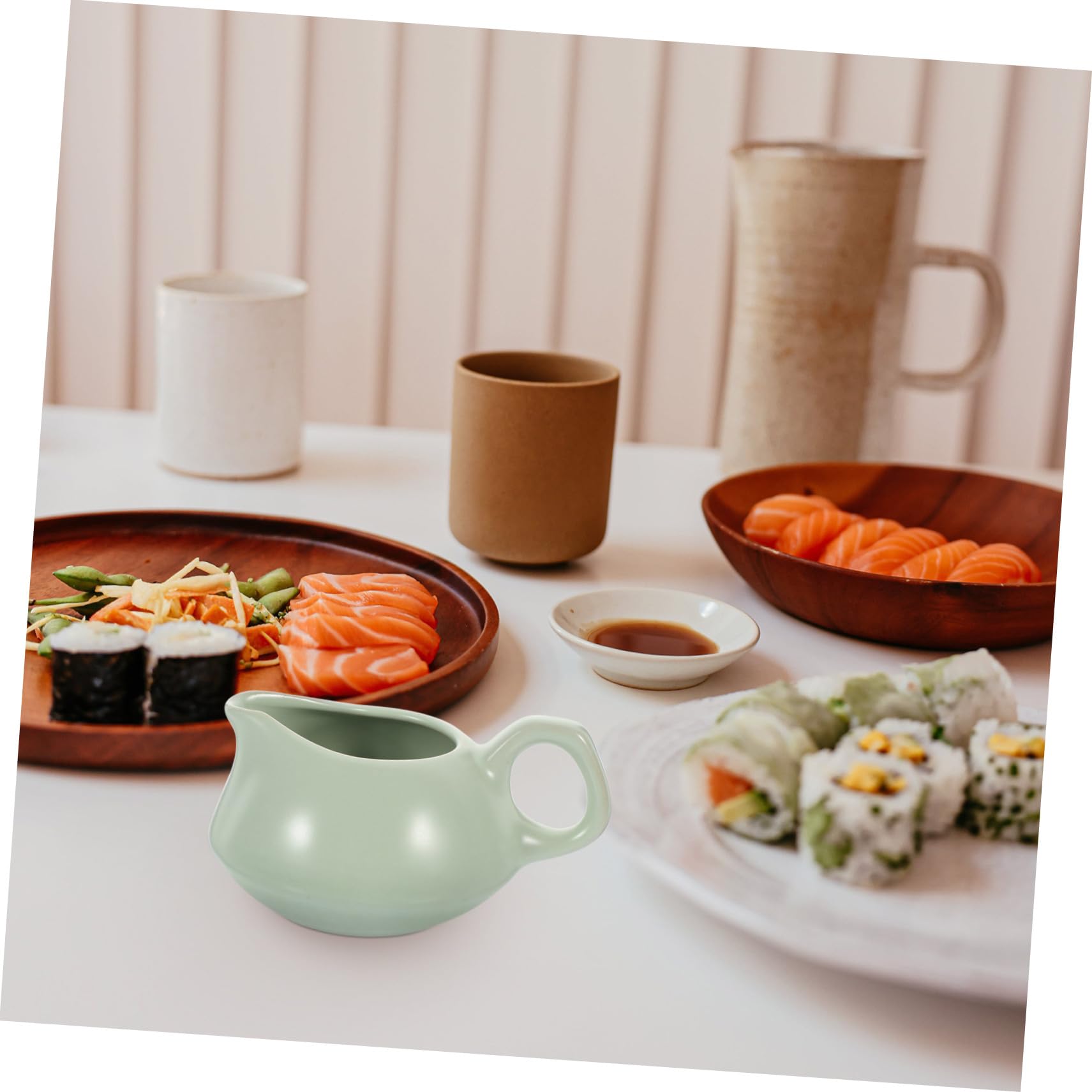 SOESFOUFU 3pcs Milk Pitcher Ceramic Sauce Pitcher Lid Gravy Boat Condiment Bowl Soy Sauce Bowl