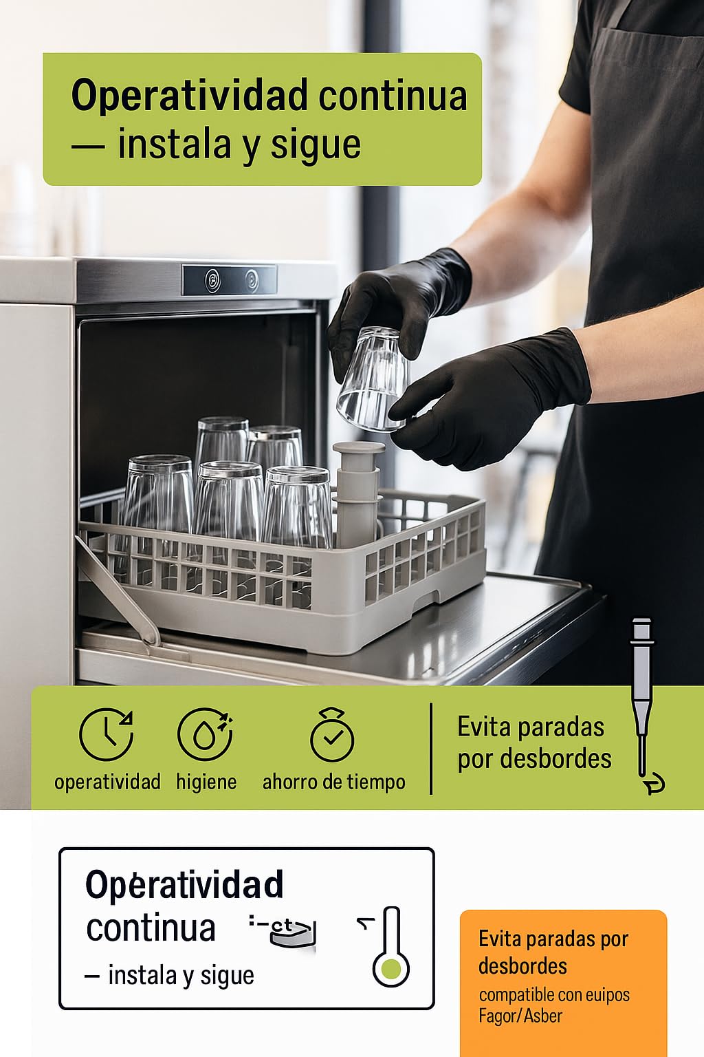 CubetasGastronorm sobrenivel Ø 40 x 175 mm fi-30 Fagor – 91fa26326
