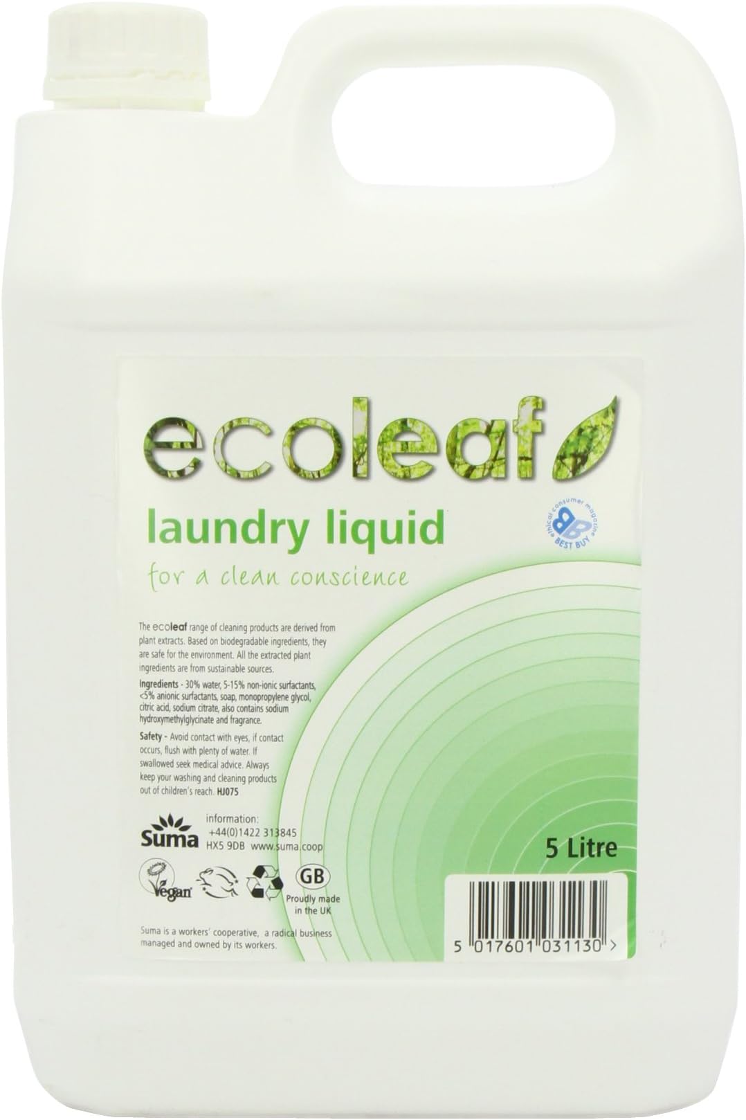 Ecoleaf Liquid Laundry Detergent 5 Litre