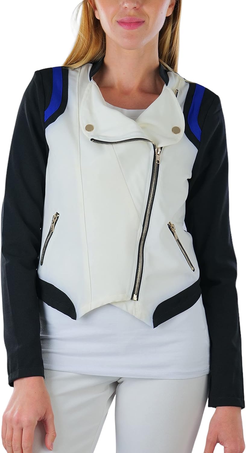 ToBeInStyle Women's Long Sleeve Zip-Up and Button-Up Form Fitting Blazers