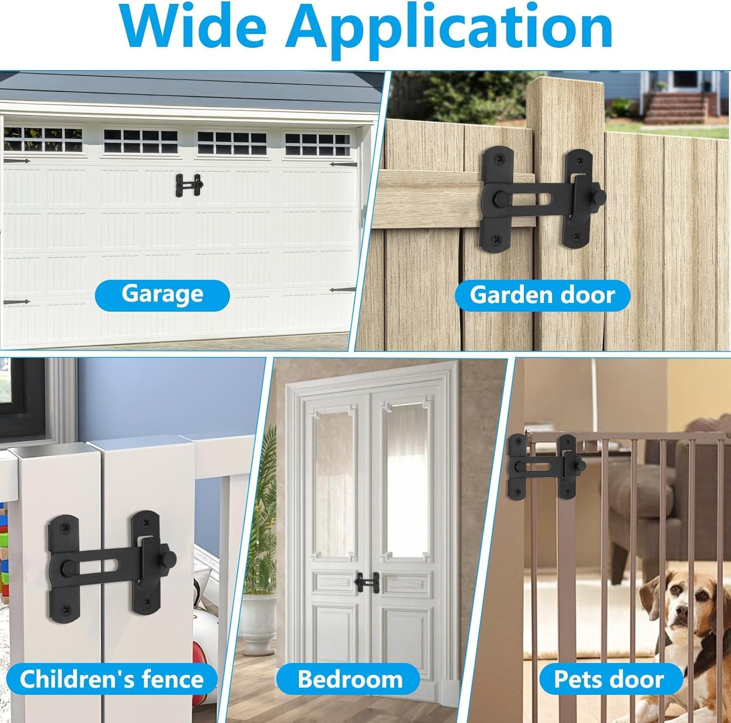 4-Inch​​ Black Barn Door Lock Sliding Cat Door Latch with Easy Installation, Rust & Scratch-Resistant,Door Latches Hardware for Barn,Screen,Bathroom,Garage, Cabinet (1 Pack)