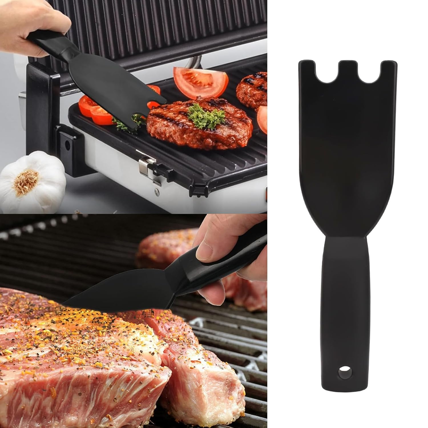 VNIDJGB 2 Pcs Pack Grill Scraper,Comfortable Grip Nylon Spatula,Heat-Resistant Grill Spatula,Household Grills Cleaning Brush,Easy Cleaner Tool for Indoor and Most Other Grills with Grooves - Image 3