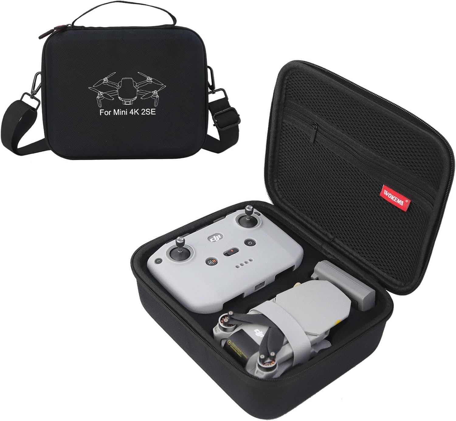 Father&I Drone 4K Mini 2 SE / 2 Combo Accessories Only (Carry-ing) Protective Case Hard Storage Organizer Bag Holder for DJi Mini 4K /2 SE / 2 Crossbody&Two Way Zipper, Black (NOT Silicone)