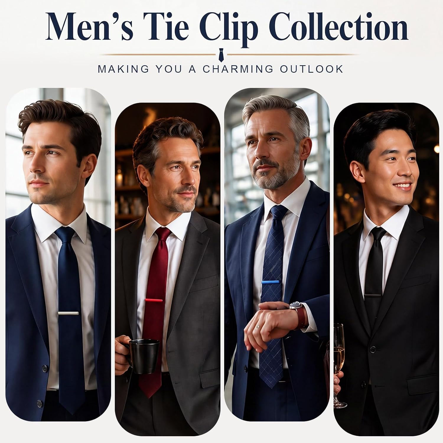 24 Set Father's Day Tie Clips Gifts Bulk 24 Tie Clips for Dad 24 Father's Day Greeting Cards Man of God Ties Clip Set for Happy Fathers Days Husband Grandpa Business Birthday Gift