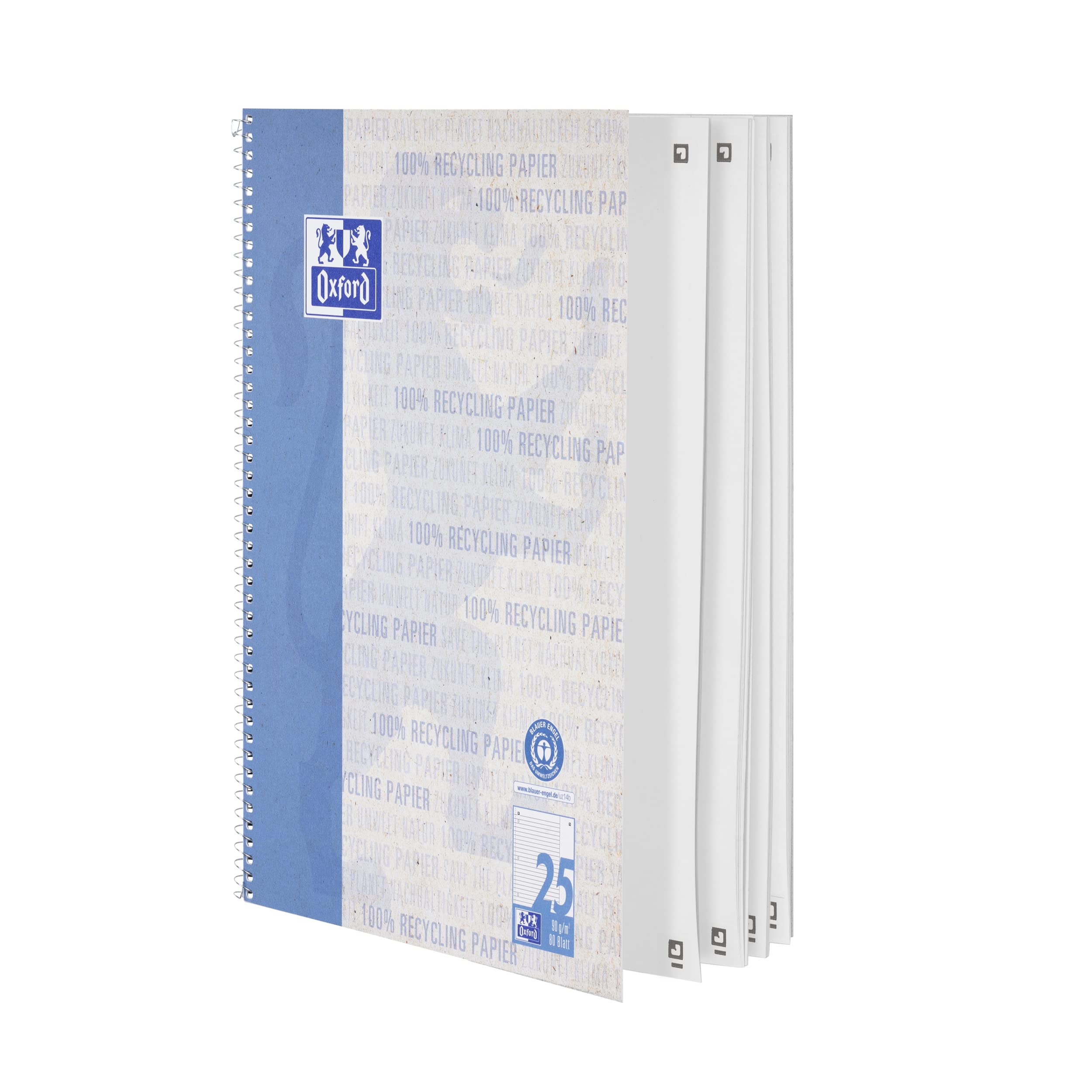 Oxford Lot de 10 cahiers lignés avec marge blanche Format A4 80 feuilles