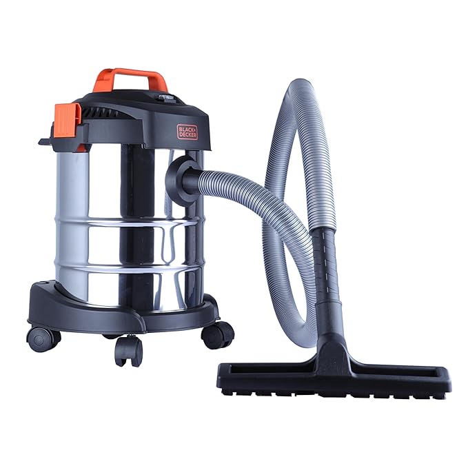 BLACK+DECKER BDWDS12-IN Corded WET & DRY Vacuum Cleaner For Home,1000 Watts,18.5 kPA Suction Power,12L Tank Capacity, 5m CABLE, Blower Function,Sponge Filter, For Home Use, Stainless Steel Body,Silver