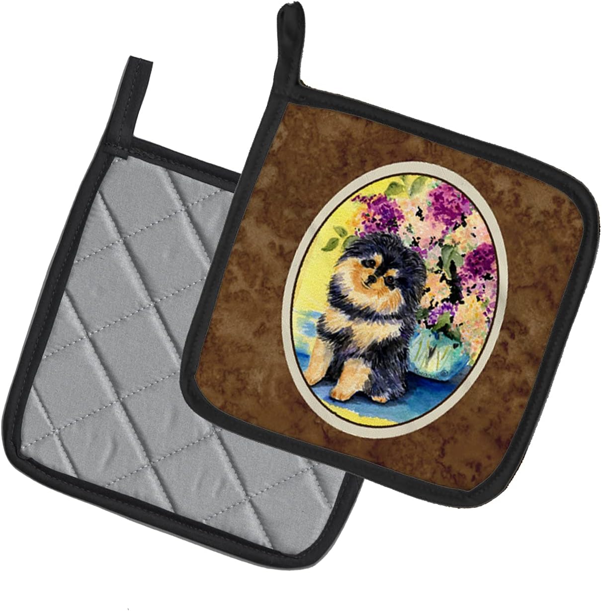 Caroline's Treasures SS8290PTHD Pomeranian Pair of Pot Holders Kitchen Heat Resistant Pot Holders Sets Oven Hot Pads for Cooking Baking BBQ, 7 1/2 x 7 1/2