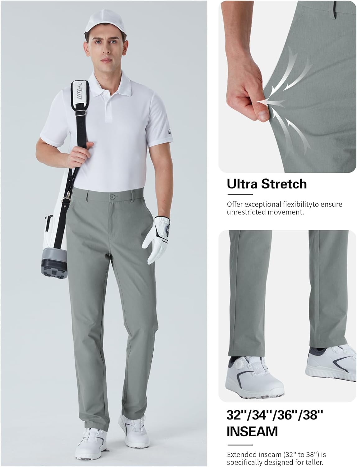 Men's Tall Golf Pants 32"/34" 36"/38" Stretch Work Dress Pants Lightweight Quick Dry Casual Trousers with Pockets - Image 6