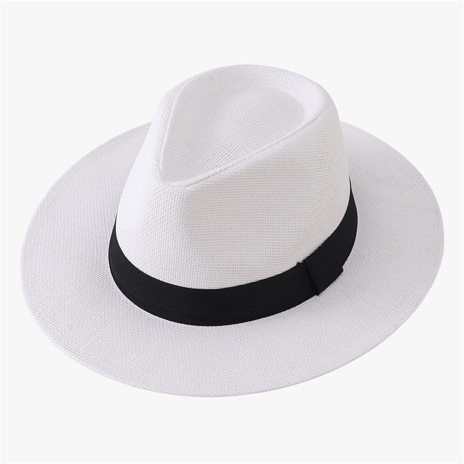 Générique Chapeau de Paille Homme Femme Chapeau Panama Unisexe Classique Larges Bords Style Canotier Idéal Plage Plein Air élégant Solaire Intemporel