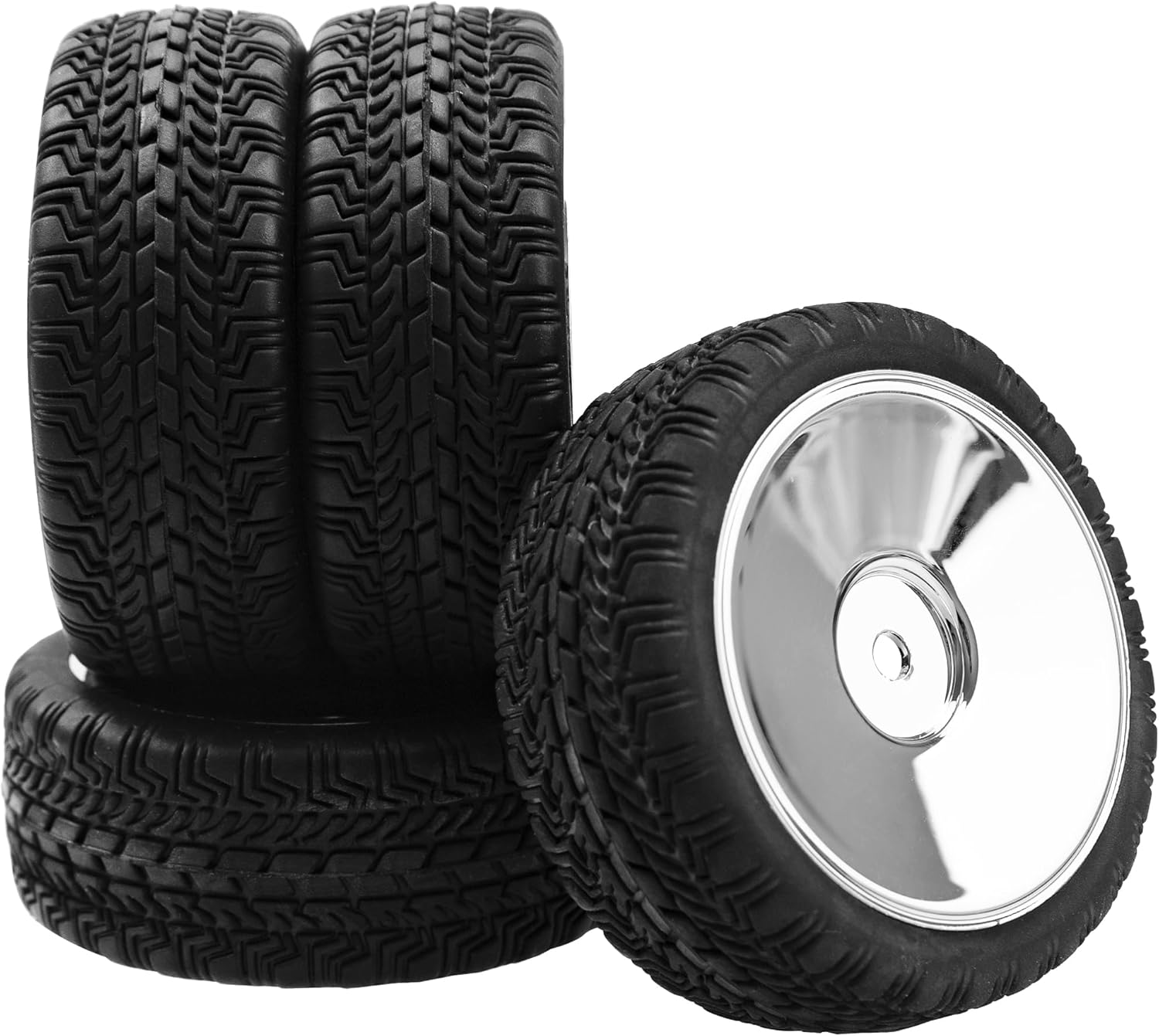 Amazon.com: HIRCQOO 4Pcs 2.59in Rubber Tires & 12mm Hex Plastic Wheel ...
