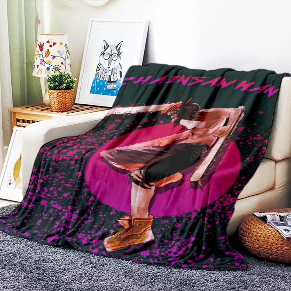 Vozmio Boys B Chainsaw Man Flannel Warm Soft Plush On The Sofa Ed Lanket Suitable For Air Conditioning Lanket Nap Lanket (,40 * 60 In(100 * 150 Cm))