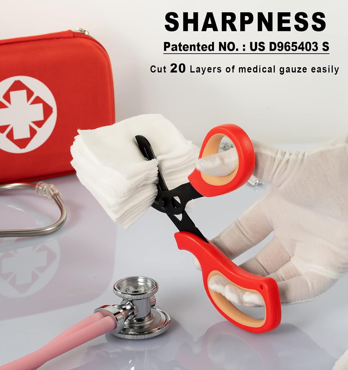 3 Pack Pen Lights & Medical Scissors EMT Trauma Shears-Two LED Penlights with Pupil Gauge, One Bandage Scissors with Carabiner-7.5" Surgical & Emergency Shears for Nurse Doctor EMT (Shear&penlight-2)