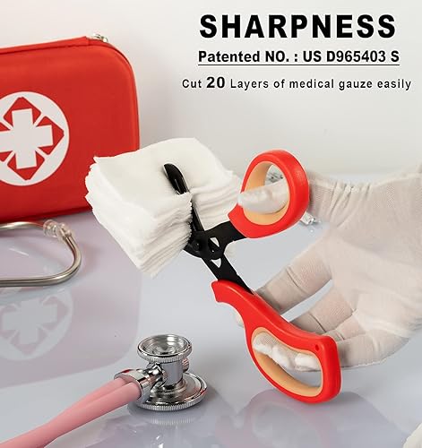 Miniatura 65 de MEUUT Paquete de 2 tijeras médicas para enfermeras, tijeras de vendaje patentadas con cuchillas antiadherentes, tijeras de grado quirúrgico, tijeras