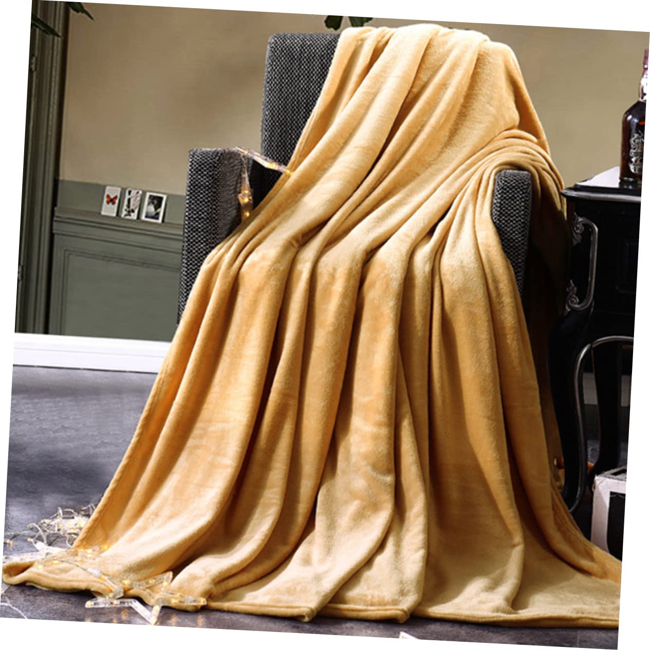 OUNONA Coperta in Pile di Flanella 120x200 CM Color Kaki per Letto