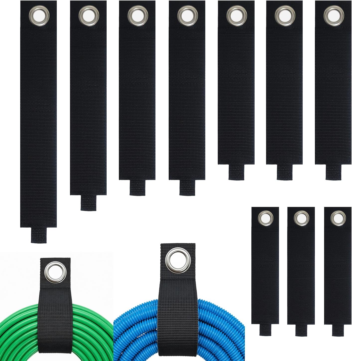 Heavy-Duty Storage Straps, Assorted 10 Pack Extension Cord Storage Organizer, Cable Straps for Tools, Hoses, Rope, RV, Workshop and Garage Wall Storage and Organization