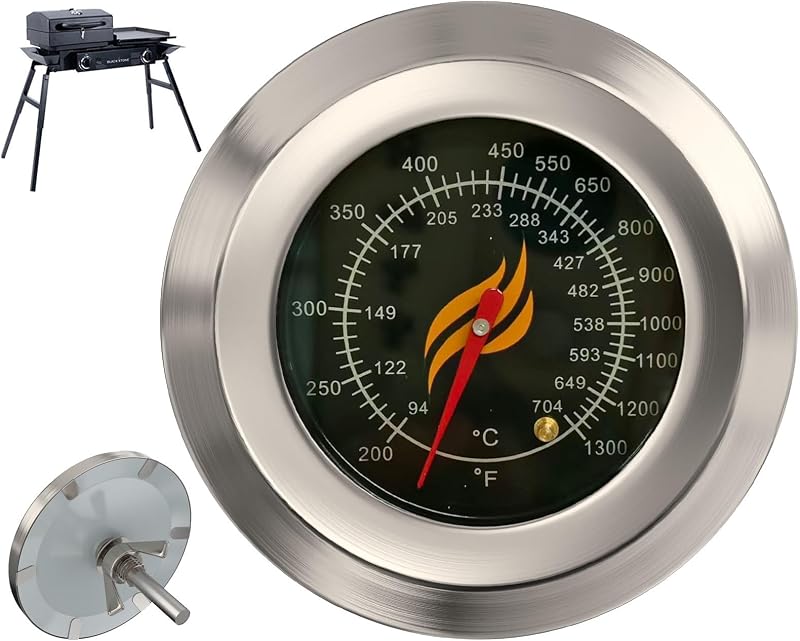 Temperature Gauge for Blackstone Tailgater Combo 1555 Griddle Parts, 3" Dia | Thermometer for blackstone griddle accessories 1555 replacement,200°F-1300°F, easy to read/install, waterproof, fog-proof,1PC