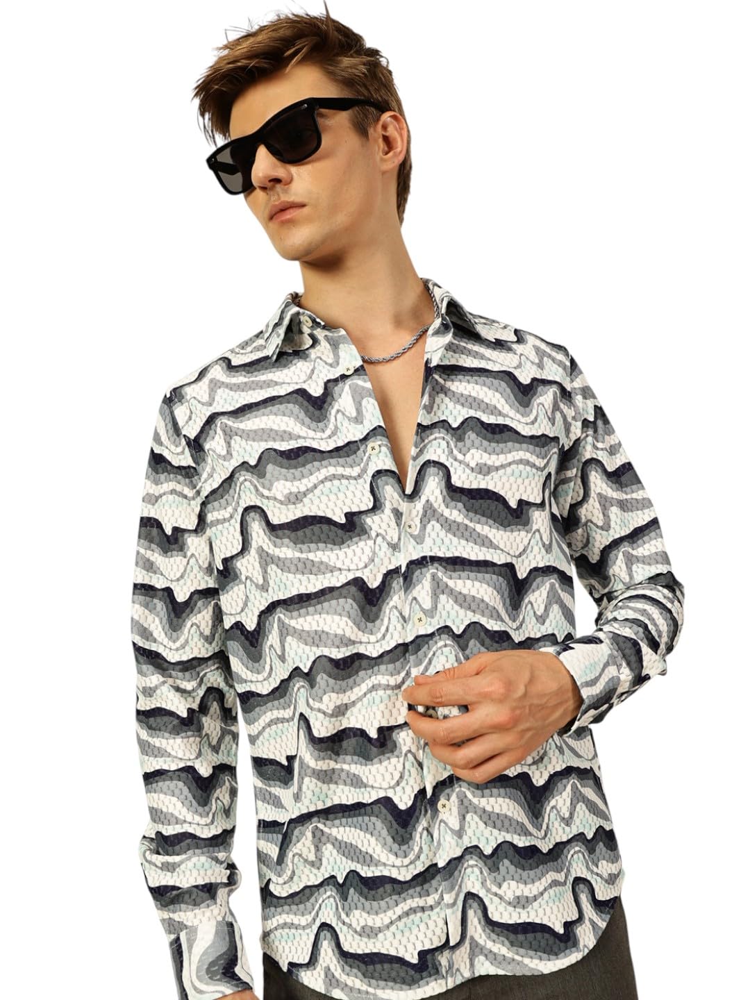 Chemise de loisirs Thomas Scott slim en polyester imprimé abstrait - 8