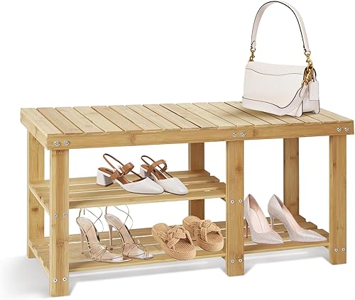 Miniatura 4 de Zapatero, organizador de zapatos de 3 niveles para almacenamiento de entrada, pequeño estante de madera para zapatos, zapateros independientes,