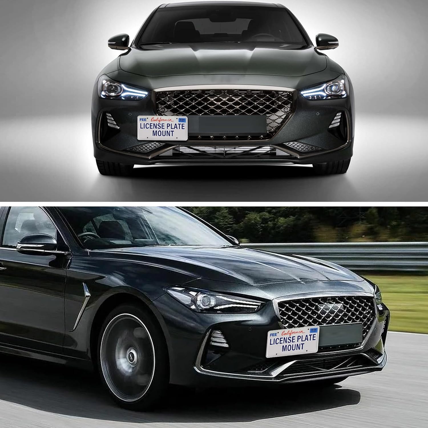 No Drill Front License Plate Bracket Mount Kit Compatible with Genesis G70 (2019-2025), Front Bumper License Plate Mounting Kit