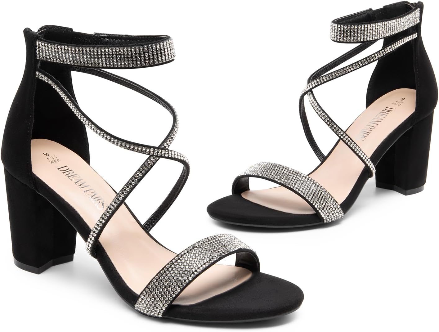 DREAM PAIRS Women's Chunky Block Heel Sandals, Open Toe Ankle Strap Dress Shoes, Comfortable Wedding Guest Heels for Party, Prom and Formal Events