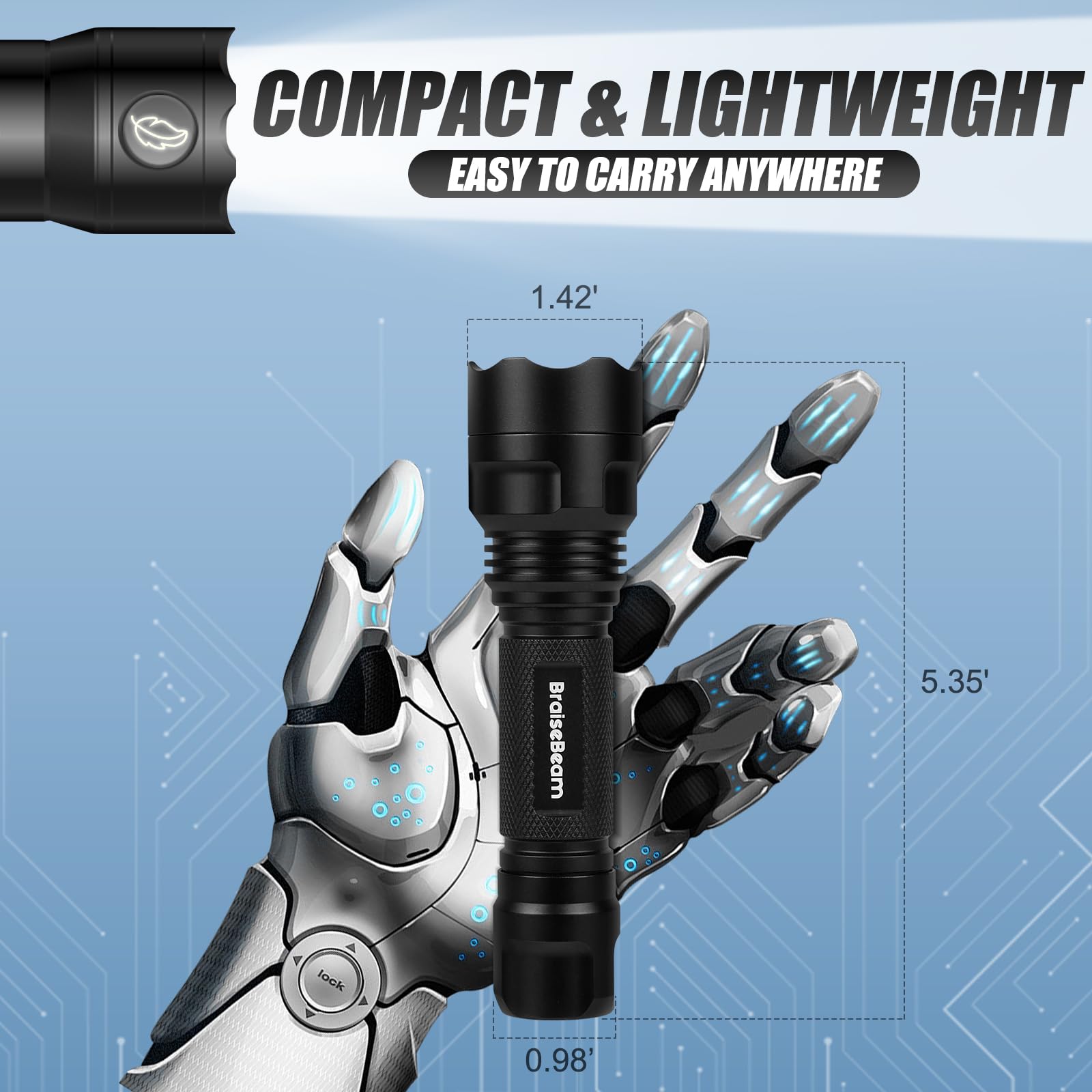 Lampe torche tactique avec étui, lampe torche LED haute puissance 1200 lumens avec support de ceinture, lampe torche monomode pour forces de l'ordre avec étui pour ceinturon de service