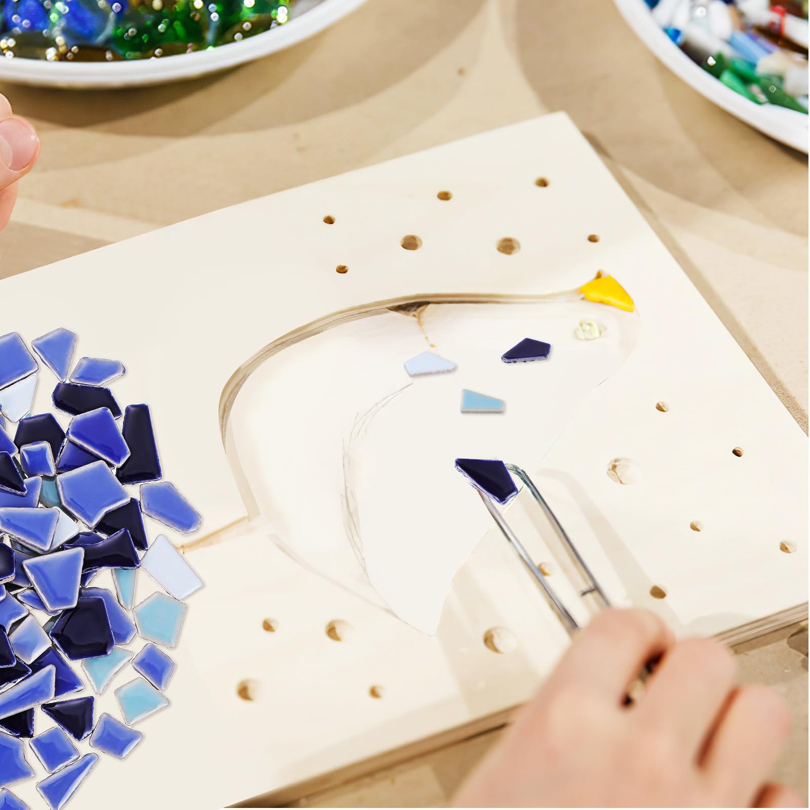 Azulejos de Cerámica Irregulares Material Seguro Adecuado para Decoración y Proyectos Creativos Piezas de 200g en Color Azul para Manualidades Diy