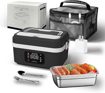 Electric Lunch Box, 8000mAh Cordless Food Heater, 1L Capacity, 6-Speed Temperature Control Black