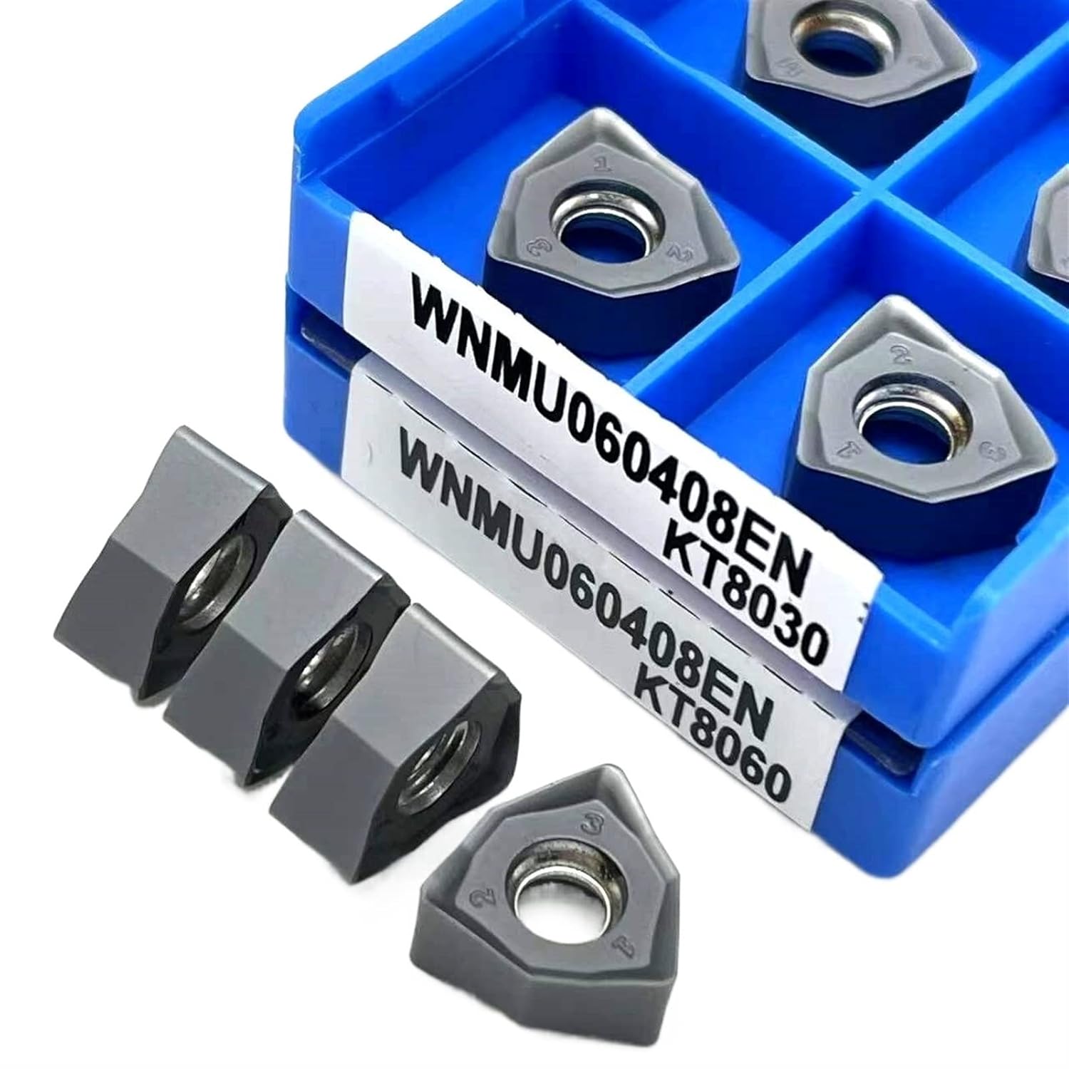 Indexable Lathe Carbide Insert 10PCS Alloy Tool WNMU060408EN Double-Sided Hexagonal Fast-Forward Milling Inserts CNC Turning Inserts(WNMU 060408EN KT8030)