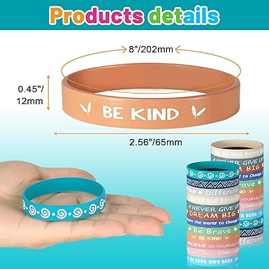 CHRORINE 48 stuks siliconen armbanden met inspirerende citaten, motiverende sportarmbanden voor leraren, vrienden, studenten, bemoedigende geschenken, 12 modellen, Eén maat, Siliconen, Geen edelstenen