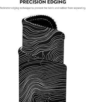 Elegant Black and White Topographic Design Mouse Pad for Office and Home Use, Stitched Edges Non-Slip Rubber Base Mouse Pads for Computers Laptop
