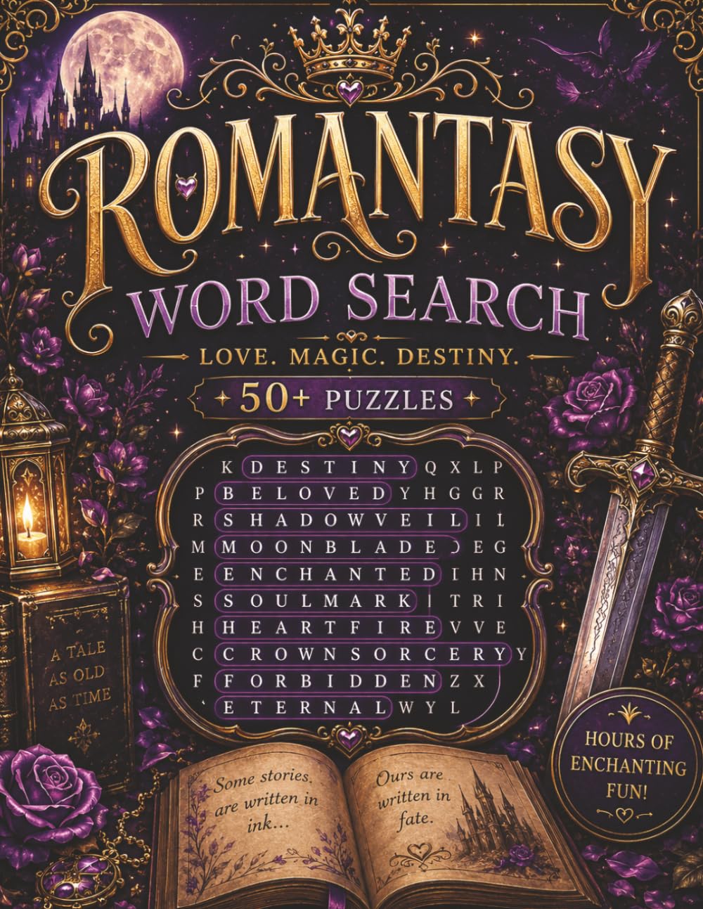 Romantasy Word Search Puzzles: 55 Enchanted Kingdoms of Dragons, Fae Courts, Forbidden Love & Magic