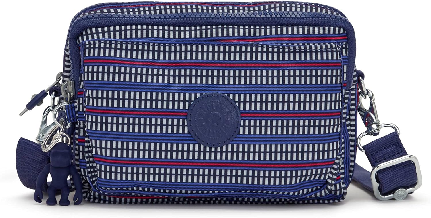 Kipling womens WomenÂ’s Abanu Multi Bag, Lightweight, Adjustable Nylon Waist Pack With Multi-compartment Convertible Crossbody Bag, Blue Geo Print, Small US